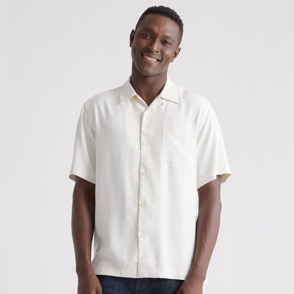 Quince Cream Short Sleeve Button-Down Shirt